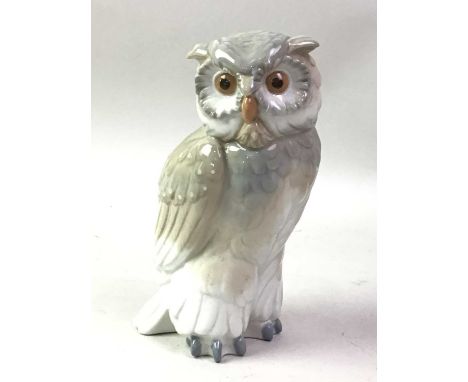 NAO FIGURE OF AN OWL, AND OTHER CERAMICS including a Shelley vase and Crown Devon dog, also a glass paperweightthe owl 17cm h