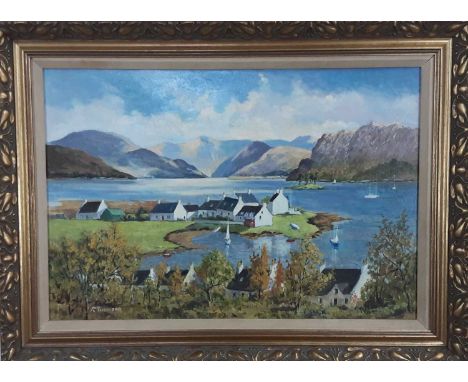 R THOMSON (20TH CENTURY), PLOCKTON oil on board, signed, titled versoframed Handwritten label versooverall size 63cm x 88cm 