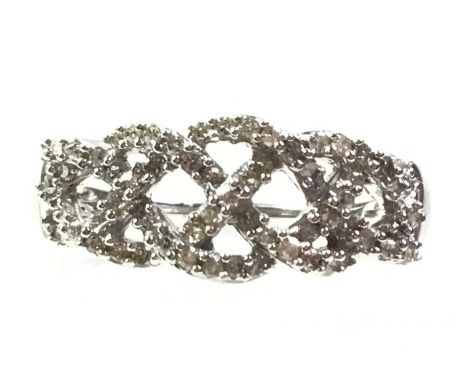 DIAMOND DRESS RING, set with diamond chips, in silver, size R 1/2