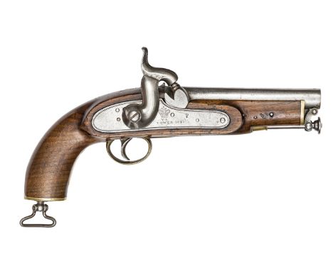 A .56” Tower Sea Service or Coast Guard percussion pistol, barrel 6” with ordnance proofs partly obliterated by Government sa