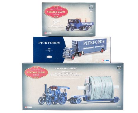8 Corgi Classic Pickfords. Fowler B6 Road Locomotive with low loader and cylinder load 80102. Atkinson Venturer with 2 axle K