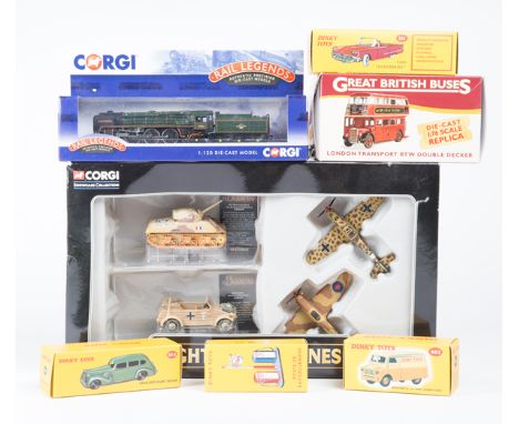 A quantity of various makes. Including; 12x Corgi military tanks and aircraft; 8x D-Day Series and 4x Fighting Machines Serie