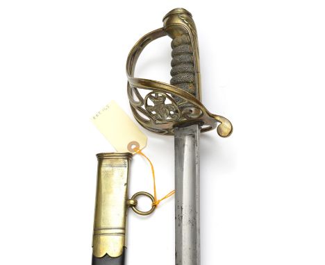 A Vic infantry NCO’s sword, plain curved fullered blade 32½”, marked “Mole” on backstrap, regulation brass hilt incorporating