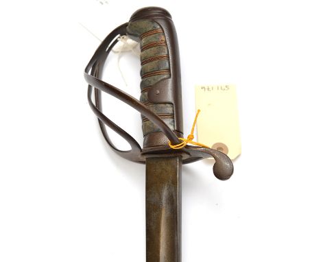 An 1821 pattern light cavalry trooper’s sword,  plain fullered blade 32½”, regulation steel hilt with knucklebow, sideloop, q
