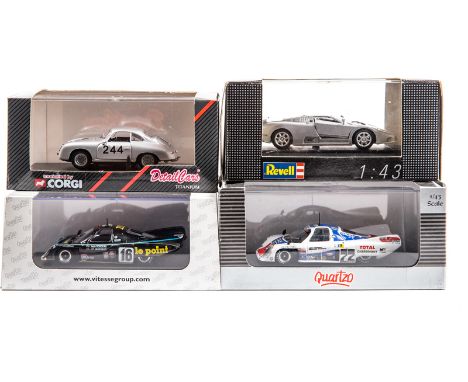 25 1:43 competition cars. By Revell, Quartzo, Detail Cars, etc. Including; Bugatti EB110S. 2x Rondeau M378, LM 1979 and 1980.