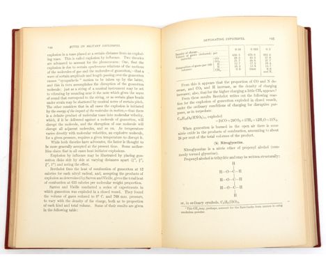 “Notes on Military Explosives” by Maj E M Weaver, US Artillery, 1st ed, New York 1906, brown cloth. GC 