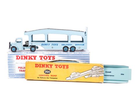 Dinky Toys Pullmore Car Transporter (982). 2nd type with mid blue Bedford tractor unit with light blue trailer, ‘Dinky Toys D