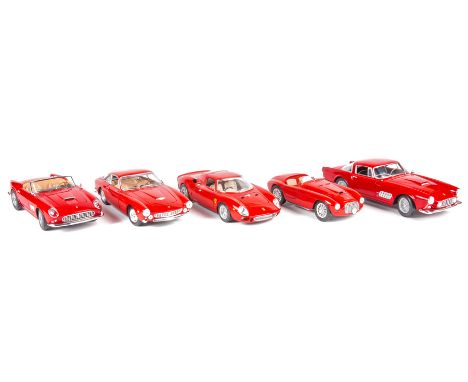 9 1:18 Ferrari sports cars by Bburago, Guitoy and Hotwheels. 1947 125S with black seats. 1949 166MM Barchetta with light brow