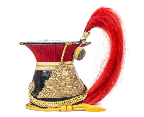 A Vic trooper’s lance cap of The 12th (Prince of Wales’s Royal) Lancers, black PL body and top, scarlet cloth sides, lace hea