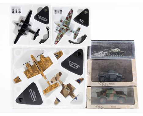 A quantity of Atlas Editions and Corgi aircraft, Naval ships and wartime related vehicles. Including aircraft; a Lockheed C13