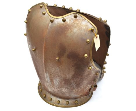 A pair of 20th century Lifeguard trooper’s breast and back plates,  of steel with brass edges, conical brass rivets, and leat