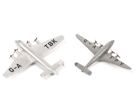 2 Dinky Toys Aircraft. A Giant High Speed Monoplane (62y) in silver and a Four Engine Liner (62r) in grey. VGC.              