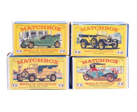 12 Matchbox Models of Yesteryear in 2nd Series boxes. A 1910 Benz Limousine (Y-3), a Horse Drawn Fire Engine (Y-4), a 1929 Be