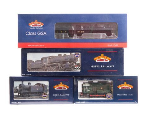 4 Bachmann OO railway locomotives. A LMS Ivatt Class 4 2-6-0 tender loco, 3001. A LMS Class G2 0-8-0 tender loco, 9449. A LMS