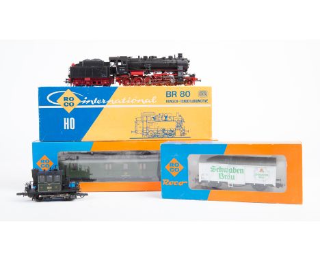 A quantity of HO Railway. By Ro-Co, Lima, Jouef etc. Including; 5x tender locos; A DB Class 58 2-10-0 loco, 58 2059. A DB Cla