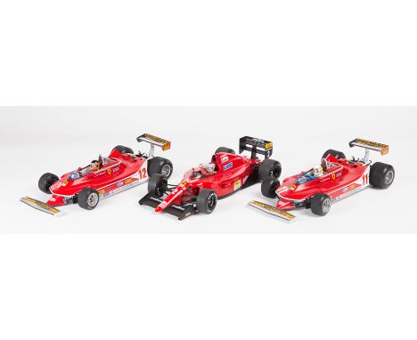 3 EXOTO Grand Prix Classics 1:18 Ferrari. 2x 312T4/T5 - RN11 J. Scheckter and RN12 G. Villeneuve. Plus a 641/2 RN2 N. Mansell