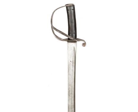 An 1853 pattern cavalry troopers sword of the Indian Army, slightly curved fullered blade 35” with broad arrow and “I” stampe