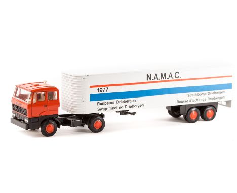 2 Lion Car DAF forward control articulated trucks. A Limited Edition for the Dutch N.A.M.A.C. collectors club. Cab in orange 