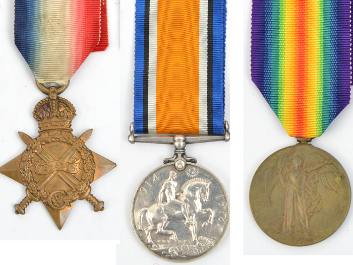 County of London Yeomanry WWI medals: 1914-15 star (Capt J B W Robinson ...