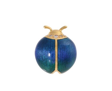 FABERGÉ by VICTOR MAYER Anhänger "Käfer", GG 18K, blau/grün emailliert, Brillanten zus. ca. 0,07 ct, GG 18K, 7,1 gr, L: ca. 2