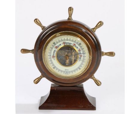 Gischard of Germany barometer, in the form of a ships wheel. 9.5cm high