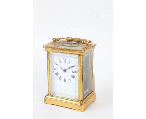 French Duverdry &amp; Bloquel brass case carriage clock, the enamel dial with black roman numerals, 11cm high
