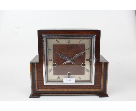 Enfield Art Deco mantle clock, the oak case having square dial with Roman numerals, 26cm wide