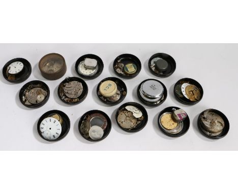 Collection of wrist and pocket watch movements, dials, cases etc. (qty)