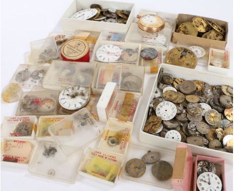 Wrist and pocket watch cases, dials and movements (qty)