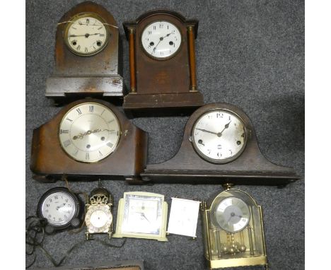 A Victorian slate mantle clock, together with a Ferranti Art Deco Bakelite electric mantle clock, oak cased Westminster chime