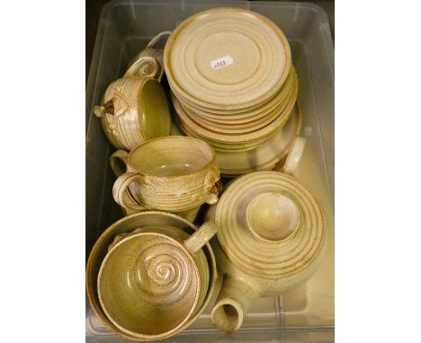 A Dumler &amp; Breiden studio pottery 6 place setting tea service with 4 extra tea plates. 