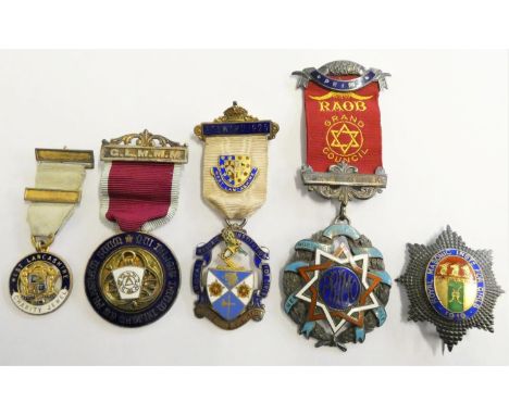 A silver and enamel Royal Masonic Institute for Girls jewel, Birmingham 1919 and other silver and enamel jewels. 