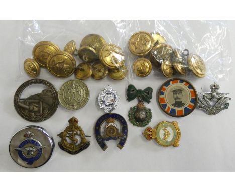 A collection of metal and enamel Military sweetheart brooches and RNAS buttons. 