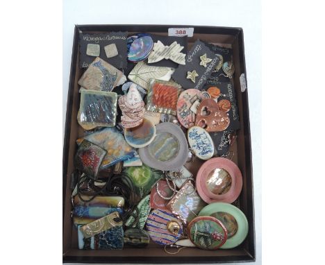 A selection of ceramic and enamel jewellery including several pieces by Fiona Duckett of Watergaw Ceramics Banff