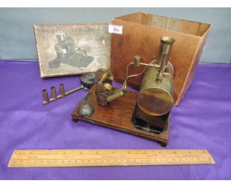 A brass British model steam engine by The Mersey Model Co Ltd, Liverpool of horizontal stationary type, in original box