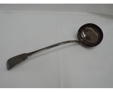 A large Georgian silver soup ladle of plain form, London 1810, Richard Crossley & George Smith
