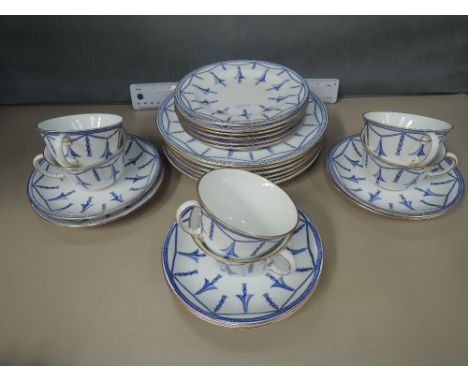 A Royal Crown Derby tea service in blue swag pattern