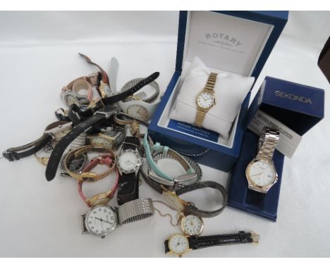 A selection of fashion watches including gents cased Sekonda and lady's cased Rotary