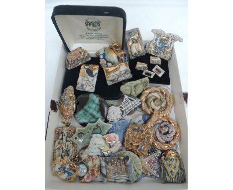 A selection of ceramic and enamel jewellery including several pieces by Maralyn Reed-Wood of Scotland