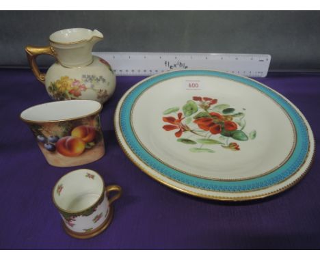 A Royal Worcester jug having floral decoration, number 1376, a late 20th century Royal Worcester posy vase, a Crown Staffords