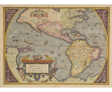 Americas. Ortelius (Abraham), Americae sive novi orbis nova descriptio, [1603], engraved map with contemporary hand colouring