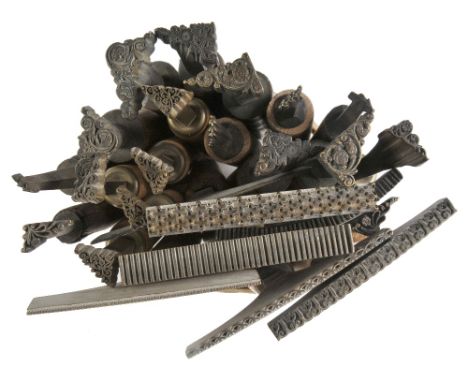 *Pallets & finishing tools. Seven decorative pallets, together with eighteen decorative finishing tools of traditional design