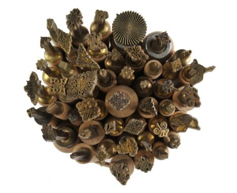 *Decorative finishing tools. Forty-six brass decorative finishing tools, of late 20th century manufacture, mostly comprising 