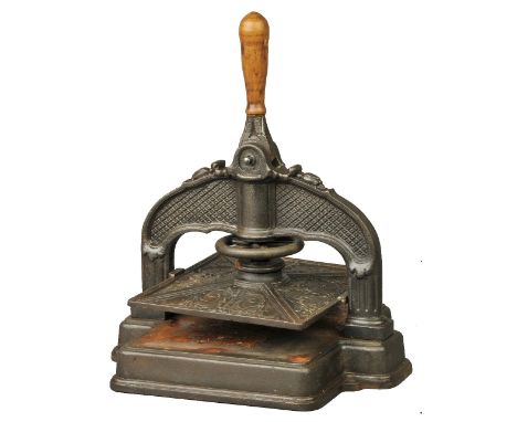 *Bookpress. An unusual and attractive cast iron copy press or bookpress, early 19th century,  finished in black, with central