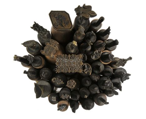 *Decorative finishing tools. Sixty-five brass decorative finishing tools, mostly comprising centre tools of traditional desig