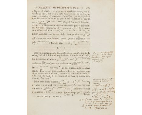 Bernoulli (Johann). Opera omnia, 4 volumes, Lausanne & Geneva: Marci-Michaelis Bousquet, 1742, half-title to volume 1, first 
