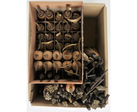 *Decorative finishing tools. Twelve brass decorative finishing tools, of traditional design, plus eleven pallets (two decorat