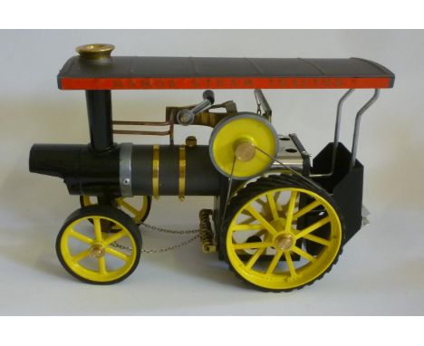 A Mamod Traction Engine with engineered modifications including boiler front and steering, never steamed, no box, E (Est. plu