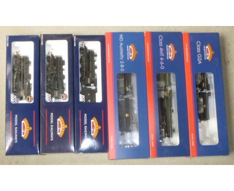 Six Bachmann locomotives comprising Ivat Class, B.R. Ivat Class 2, B.R. Green Class 4MT, B.R. Black Class 4MT, B.R. Class G2A