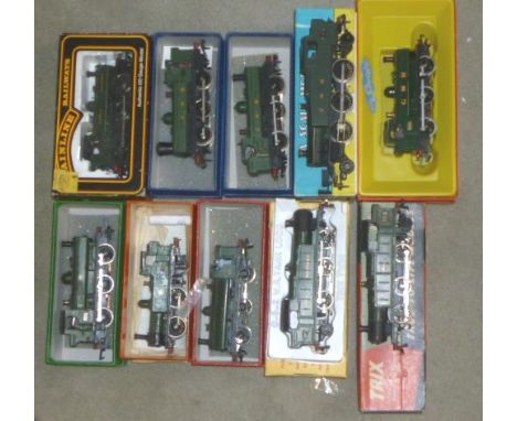 Ten G.W.R. tank locomotives including five pannier tanks, 14XX K's kit built tank, kit built Class 18XX tank, Trix Class 66XX